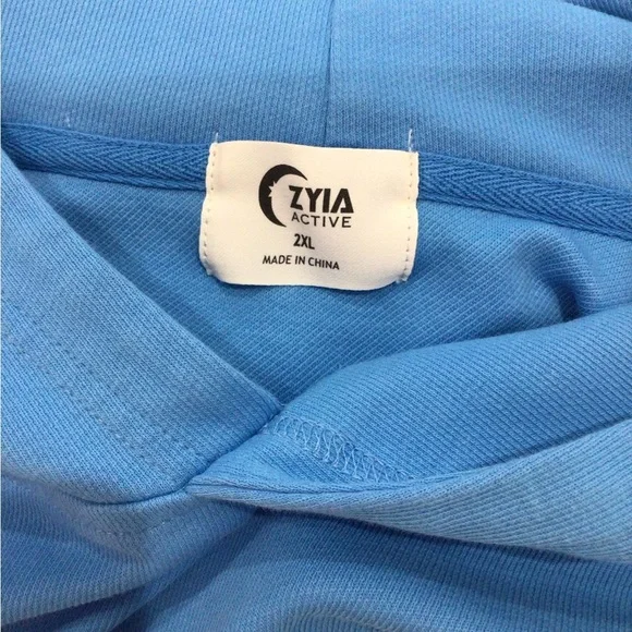 ZYIA Sky Blue Uppercut Cropped Pullover XXL Hoodie - Picture 9 of 13